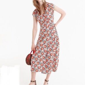 J. CREW Floral Midi Wrap Dress